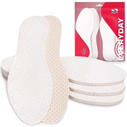 SULPO 4 Paare Barfußsohlen aus 100% Baumwolle Frottee mit Latexdämpfung, Einlegesohlen gegen Schweißfüße für frische Füße Schuheinlagen Deo Einlagen für Damen und Herren (41)