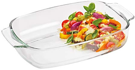 KÜCHENPROFI Auflaufform ELSASS, rechteckig, 34 cm, Borosilikatglas | Glasform aus Borosilikatglas, ofenfest, gefrierfest, hitzebeständig, 4-in-1, für Ofen, Mikrowelle und Tiefkühlschrank