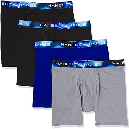 Hanes Ultimate Men's Sport X-Temp Ultra Lightweight Long Leg Boxer Brief 4-Pack, Assorted, Small (UXALA4)