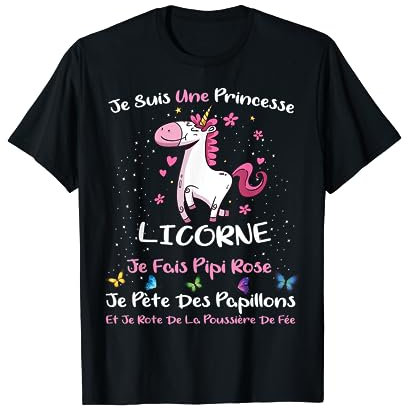 Je Suis Une Princesse Licorne Je Fais Pipi Rose Cadeau T-Shirt