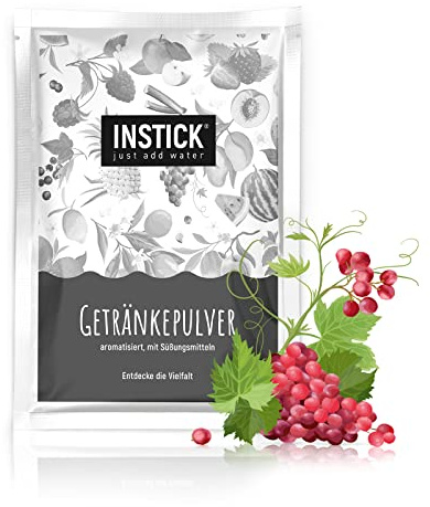 INSTICK Zuckerfreies Instant-Getränk (Rote Traube) – 1 Packung für 18 L – Veganes Getränkepulver Kalorienarm & Vitamin C – Instant-Pulver