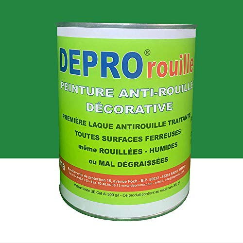 DEPROMA Peinture antirouille métaux Vert jardin - 1Kg