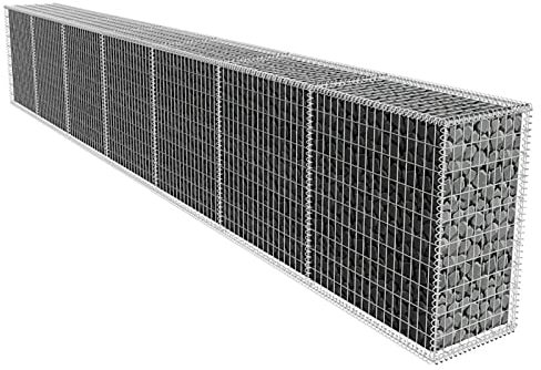 Ksodgun Gabion 600 x 50 x 100 cm Décoration de Jardin Mur de Gabion avec Couvercle