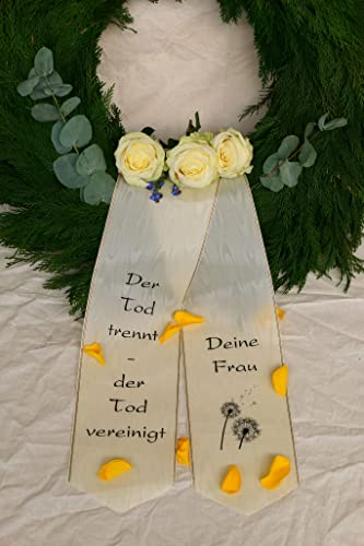 Trauerschleife Grabschleife 10 cm breit bedruckt low budget (weiß)