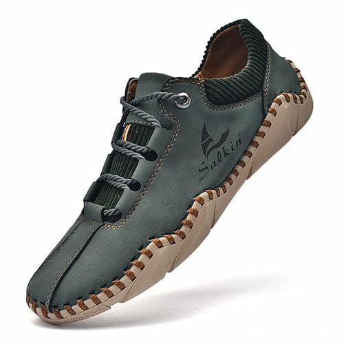 Zapatos Casuales para Hombre, Zapatos de Trabajo, para Hombre, Mocasines de conducción, Zapatos Planos, Mocasines de Barco, Mocasines Ligeros, Suaves, cómodos, con Cordones, Costuras a Mano