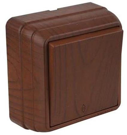 Aufputz Wechselschalter in Holz Optik/Holzfarben · Walnuss Imitat · IP20 · Mutlusan · AP Serie BRON