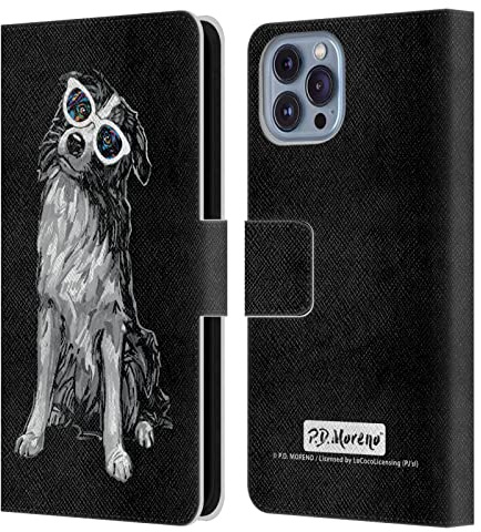 Head Case Designs Offizielle P.D. Moreno Border Collie Schwarze Und Weisse Hunde Leder-Wallet-Hülle Kompatibel mit Apple iPhone 14