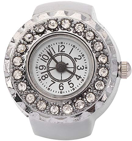 Ringuhr, Strass Fingeruhr Fingeruhr Ring für Damen und Herren(Silber)