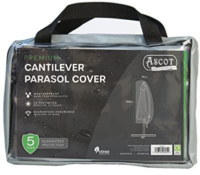 Ascot Premium Cantilever Parasol Cover - 83 (W) X 240 (H) cm Modern Grey