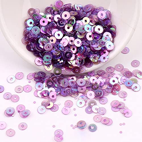 Duories 4000 Pailletten 4 mm Durchmesser,Stickerei Pailletten,Pailletten Basteln Set,Pailetten Kit Paietten Pailletten Basteln Lose Pailletten,für DIY Kunsthandwerk Herstellung,Lila