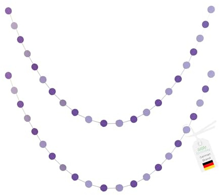LITTLE BIRTHDAY | 4 m Papiergirlande | Kreis | Punkte | Wimpelbanner | Deko für Geburtstag | Kindergeburtstag | Karneval | Fasching | Party Set | lila 2x2m