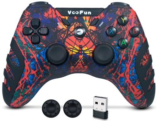 VooFun PC Controller Wireless, Gamepad PC PS3 Controller mit Hall Effekt Joystick, Dual Vibration, 2,4g Gaming Controller für Windows 11/10/8/7, PS3, Laptop, Steam, Android TV/TV Box
