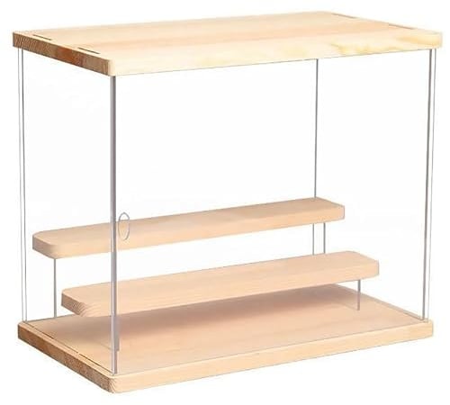 AKOLAFE Acryl Vitrine 32x18x26,5cm Plexiglas Box Transparent Schaukasten Vitrine mit 3 Ebenen Treppenstufe Aufbewahrungsbox Langlebig Acryl Display Box für Modell, Sammlerstücke