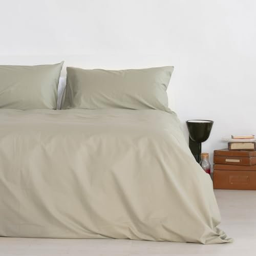 Zenoni & Colombi | Copripiumino Parure 100% Percalle di Cotone | Composto da sacco copripiumino e federe | Made in Italy (Verde Salvia, Matrimoniale)