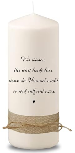 Villa Rosa Lotta – Trauerkerze Grabkerze Gerdi mit Spruch I 20 cm hoch & 7 cm Durchmesser | Andenken an Verstorbene I Trauergeschenk, Grablicht, Grabschmuck | Sternenkinder Andenken Trauer