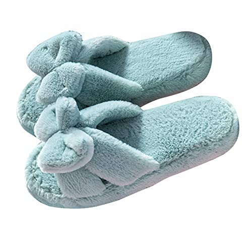 Dislsokrhov Hausschuhe Damen Winter Hauslatschen Herbst Lustige Schuhe Mädchen Hausschlappen Preppy Hausschuhe Gästeschlappen Winter Puschel Schlappen Filzhausschuhe Grün, 41