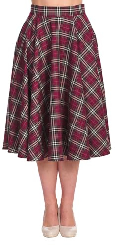Banned Retro Tellerrock Winter Check Rot Karo Kariert Tartan Swing Skirt