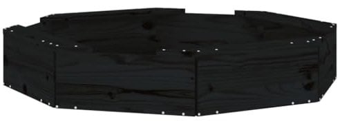 vidaXL Sandkasten, Achteck Sandkiste mit Sitzen, Sandbox mit bodenlosem Design, Holz Spielzeug für Garten Outdoor, Schwarz Massivholz Kiefer