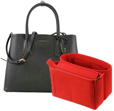 LinerLink Taschen-Organizer für Prada kleine Saffiano-Leder-Doppeltasche (L x H x T): 31 x 23 x 14 cm, handgefertigter Tascheneinsatz, 2 mm Filztascheneinsatz, Damen-Handtaschenformer (Schwarz, Stil