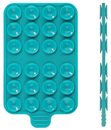 PEUTIER 1pc Double-Faced Suction Cup Phone Mount, Silicone Suction Phone Case Sticky Phone Grip Hands-Free Silicone Phone Holder for iPhone & Android (Peacock Blue)