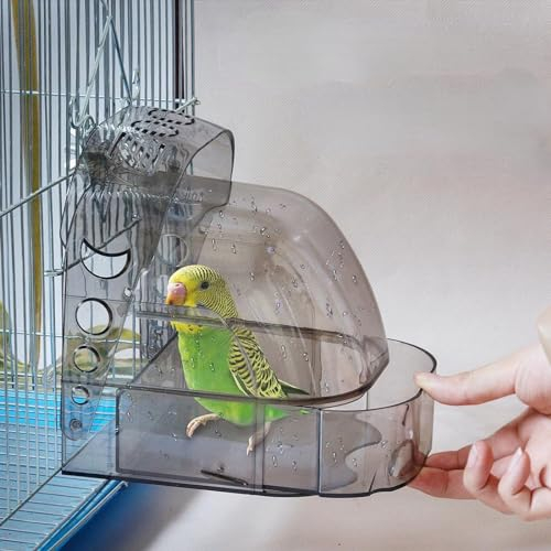 Vogel Badewanne Vogelwanne Vogelbadewanne, Hängende Vogel Futternapf, Vogelkäfig Zubehör, für Käfig, Vogelkäfig Zubehör Geeignet für Unzertrennliche, Wellensittiche Papageien Bad (Color : Grey)
