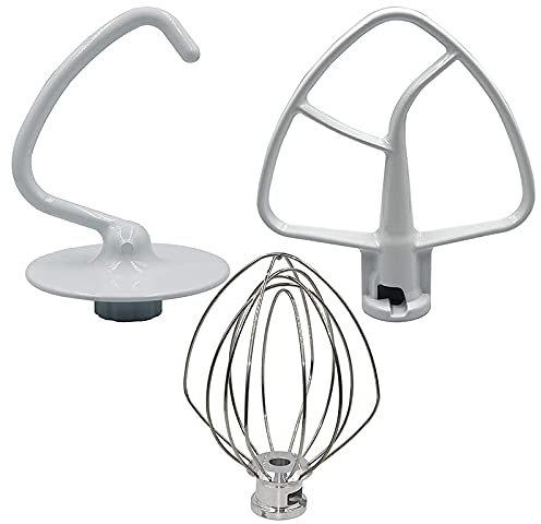 Persistence Mixer Kit for KSM150 Includes Dough Hook Wire Whip and Coated Flat Beater, 3 Pieces Stand Mixers Repair Set Compatible
