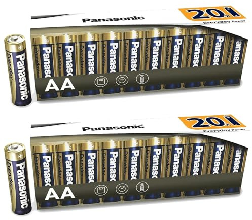 PANASONIC - Lote de 2 cajas de 20 pilas alcalinas Everyday Power Silver AA-LR6 1,5 V