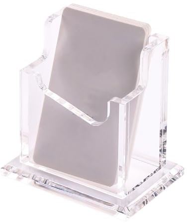 FSSTUD Porte-cartes de visite vertical en acrylique transparent - Présentoir de bureau en plastique - Organiseur de cartes de visite pour bureau