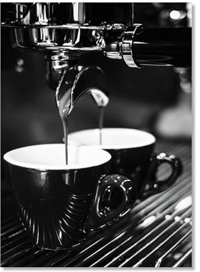 Schwarz-Weiß-Poster für Kaffee, Essen, Getränke, Küche, Wandkunst, Kaffee-Dekor, Esszimmer, Restaurant, Café, Dekoration, Leinwanddruck, Kaffeetasse, Latte, Mokka, Café, Trinkbilder (SKU11, 20 x 30