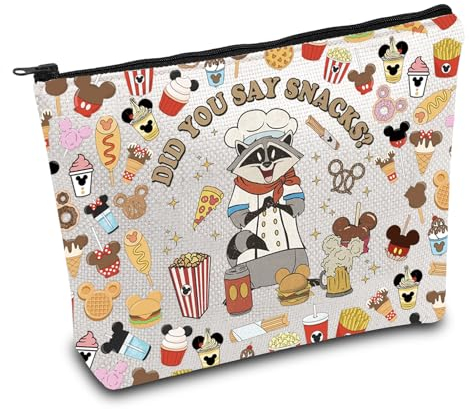 ENSIANTH Kosmetiktasche mit indischer Prinzessin, Waschbär Did You Say Snacks, Geschenk, Märchen-Fans, Geschenk, magisches Königreich, Reise, Make-up-Tasche, Snacks MU, Make-up-Tasche