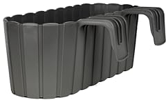 Planters Pride Urbo 38cm Recycled Plastic Window Flower Box, Stone Grey | 5L Hanging Balcony Trough Planter with Hooks Herb Garden Plant Pot | Indoor/Outdoor Weather-Resistant Fence Railing Planter
