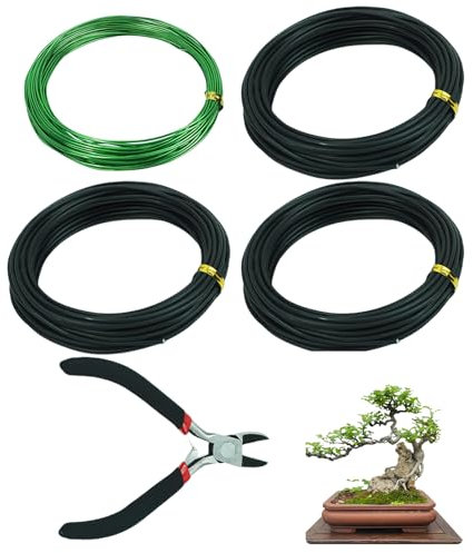 Kit di 5 fili per bonsai e 4 rotoli di filo da 1,0 mm/1,5 mm/2,0 mm, kit per la cura degli alberi bonsai, anticorrosione e antiruggine, per modellare rami interni e tronchi piccoli