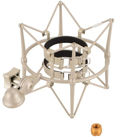Tangxi 60MM Microphones Shock Mount, Gold, High Isolation, Anti Vibration, Spider Shockmount Stand for Microphones up to 60MM Diameter