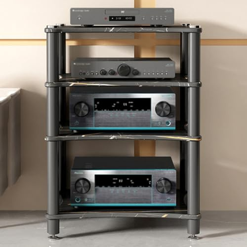 3/4-stufiger HIFI-Audioschrank, AV-Medienständer, Eckregal, moderner Audio-Video-Medienständer, AV-Schrank, Medienaufbewahrungsschrank, Unterhaltungs-Stereokomponenten-Regale für Wohnen, Gaming