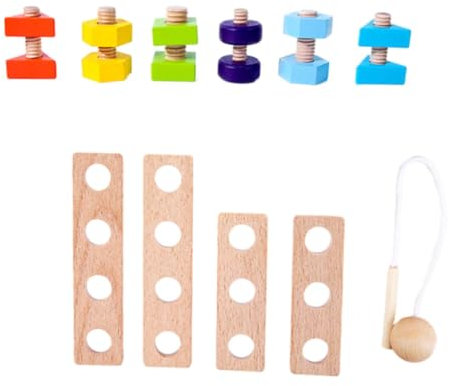 BESTonZON 1 Satz Nuss Spielzeug Kinder basteln Kinder Puzzle Kinderhandwerk farbige Streichhölzer DIY-Konstruktionsspielzeug Schraube Spielbrett Frühpädagogisches Spielzeug hölzern Colorful