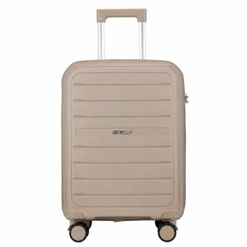 Fly Kite Luggage 20 Inch Cabin Suitcase 100% Polypropylene Hard Shell with Aluminium Trolley Handle, Real TSA Secure Lock 3 Digit 360° Smooth Wheels|Khaki
