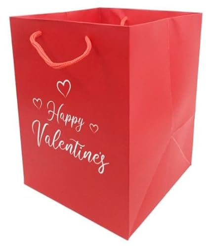 LARRYROO Red Happy Valentine's | Valentines | Anniversary | Love | Bouquet Transportation Display Flower Premium Gift Bag (1)