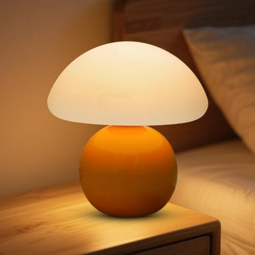 Ruioomeep Pilz Lampe Nachttischlampe Dimmbar, Mushroom Bedside Table Lamp, Kleines Nachtlicht, Sanfte Sunset-Beleuchtung Deko Lampe Wohnzimmer Schlafzimmer, Tischleuchte (Orange)