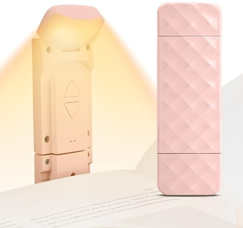 Oumida Leselampe Buch Klemme, USB Wiederaufladbare Buchlampe Leselicht im Bett, Klemmleuchte mit 5 Helligkeitsstufen & 3 Farben Temperaturen Nachtlicht für Bücherwürmer, Kinder (Rosa)