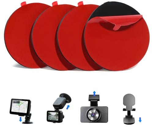 Dash Cam Pads, 4Pcs 248°F Heat Resistant Double Sided Tape, Windshield | 2.2 Round Black Adhesive Circles, Strong Mounting Grip for Dash Cam, Home Office Use for Socket Picture Frame & DIY Crafts