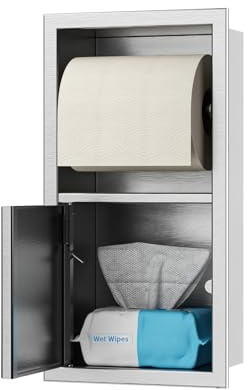 Bernkot Toilet Paper Holder, Hidden Tampon Storage Holder | in Wall Toilet Roll Holder, Recessed Toilet Niche w/ Door for Bathroom