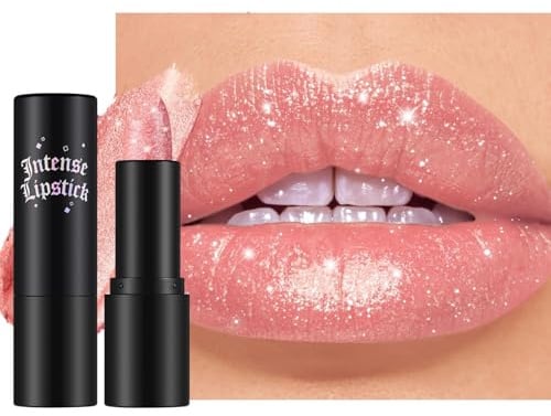 Vawolecy Metallic Glanz Glitzer Lippenstift, Diamant Schimmer Kühner Glow Gothic Lippenstift, Glitzernder Lipgloss für Frauen und Mädchen