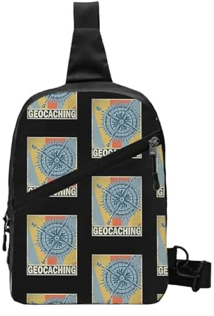 Geocaching Retro Vintage Brusttasche Herren Sling Crossbody Rucksack Brusttasche Reisen Wandern Tagesrucksack Schultertasche