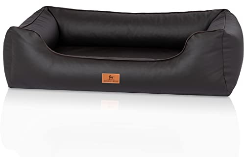 Knuffelwuff orthopädisches Hundebett Montana aus Kunstleder S 70 x 50cm Schwarz - Abnehmbarer Bezug - leicht zu reinigen - für große, mittelgroße und kleine Hunde