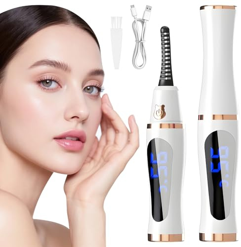 Beheizbare Wimpernzange – Elektrische Wimpern Curler mit 3 Temperaturstufen (65°C/85°C/95°C), USB-C Wiederaufladbar, Sicher & Tragbar für Perfekt Gelockte Wimpern