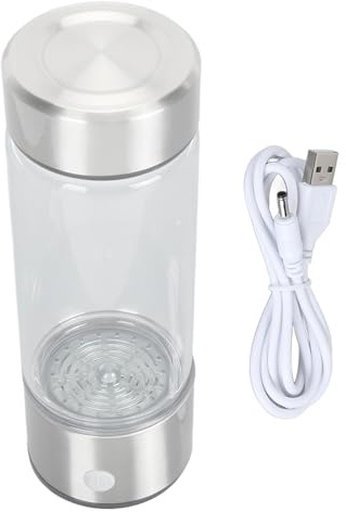 MEEVINWH Générateur portatif de bouteille d'eau d'hydrogène Machine d'ioniseur d'eau d'hydrogène d'électrolyse d'ionisation d'usb en verre Borosilicate
