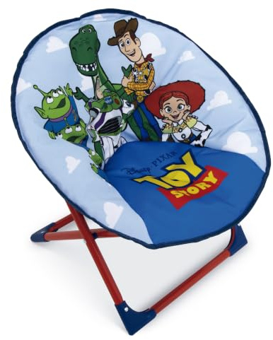 Relsy Disney Pixar Toy Story Kids Folding Moon Chair, Portable Children’s Saucer Seat with Soft Fabric, Lightweight Foldable Design for Bedroom, Playroom and Camping