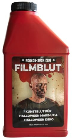 Buosha Horror-Shop Halloween Kunstblut als Theaterblut für Spezialeffekte mit Applicatorbürste, Flasche, Rot, nicht wasserfest, für alle Hauttypen, Flüssigkeit, Blut, unisex
