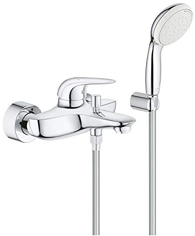 GROHE Eurostyle - Einhand-Wannenbatterie (mit Temperaturbegrenzer, automatische Umstellung, langlebige Oberfläche), chrom, 2372930A