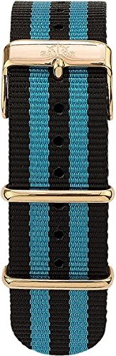 Sailor Damen Herren Nylon Armband Black Ocean schwarz-blau BSL101-2005-20, Breite Armband:20mm (normal), Farbe Edelstahl:Rosègold